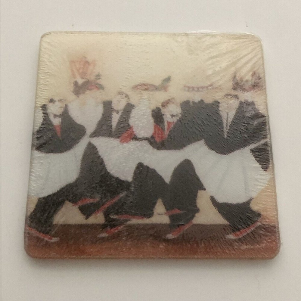 Jennifer Garant Signed Glass Square Fat Serving Waiters 6 x 6” trivet New